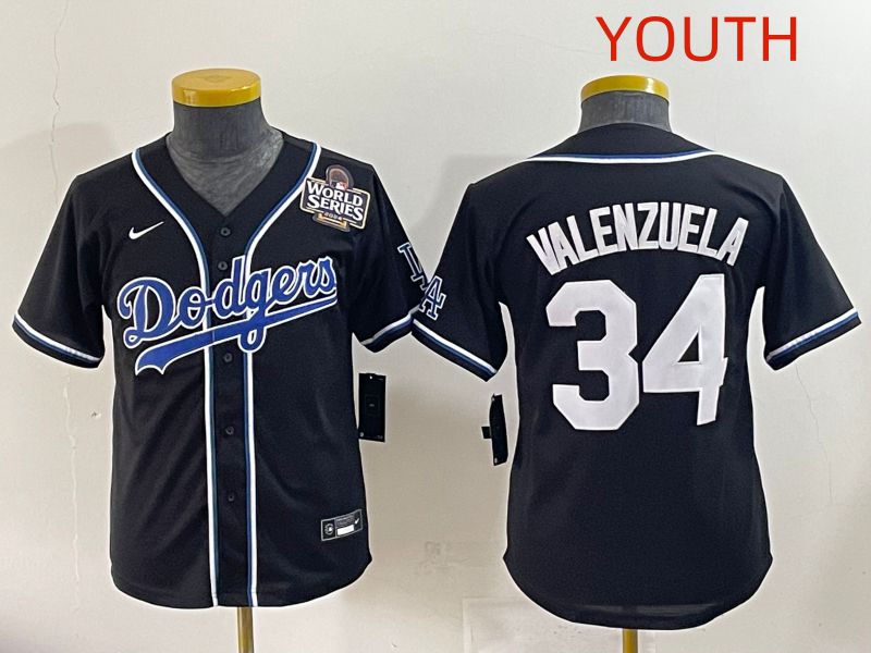 Youth 2025 Los Angeles Dodgers #34 Valenzuela Black Three generations Fashion Nike MLB Jersey style 8